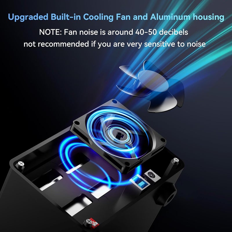 cenmate Aluminum Dual Bay Hard Drive RAID Enclosure with Cooling Fan for 2.5“/3.5" SATA HDD/SSD with USB A/C 3.0, Tool-Free HDD Enclosure, 4 Modes(Support RAID 1/0/JBOD/NORMAL) - Image 4